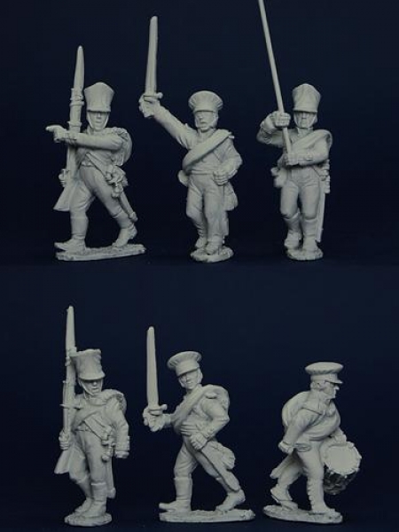Front Rank Miniatures: PSNRPK12 Prussian Reservist Command In Caps And Shakos, Advancing (6 Figures)