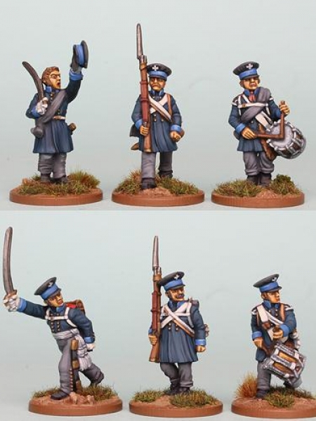 Front Rank Miniatures: PSNRPK16 Prussian Landwehr Command, Without Standard Bearer (6 Figures)