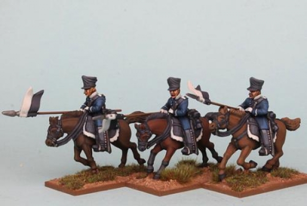 Front Rank Miniatures: PSNRPK25 Prussian Landwehr Cavalry Galloping/Attacking, Lance Forward (3 Moun