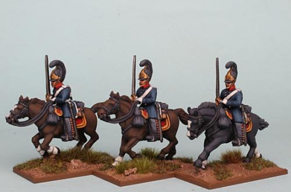 Front Rank Miniatures: PSNRPK29 Prussian Cuirassiers, Galloping, Shouldered Swords. Separate Pivotin