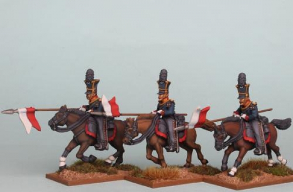 Front Rank Miniatures: PSNRPK34 Prussian Guard Uhlans Galloping/Attacking, Lance Forward (3 Mounted 