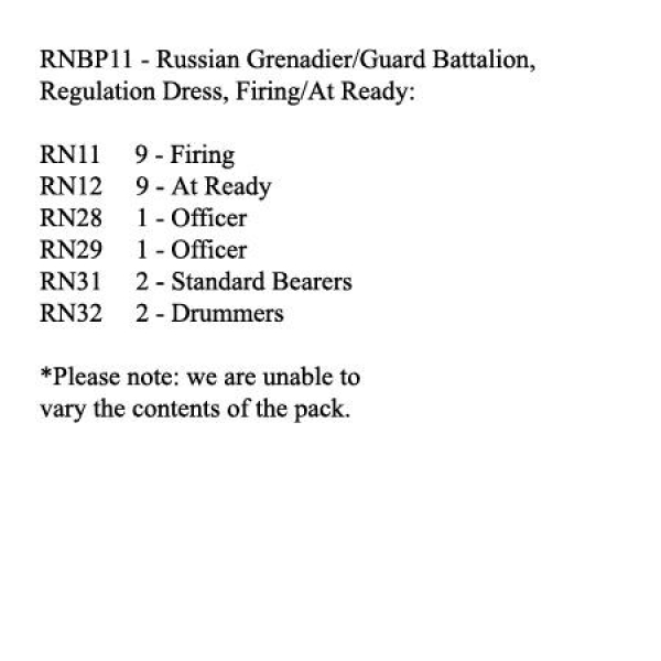 Front Rank Miniatures: RNBP11 Russian Grenadier / Guard Battalion, Regulation Dress, Firing / At Rea
