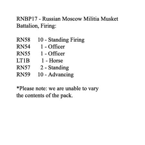 Front Rank Miniatures: RNBP17 Russian Moscow Militia Musket Armed Battalion, Firing (24 Figures)
