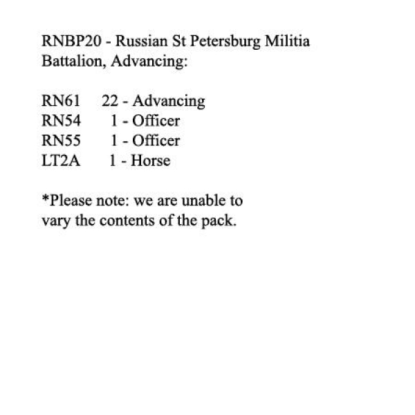 Front Rank Miniatures: RNBP20 St. Petersburg Militia Battalion, Advancing (24 Figures)