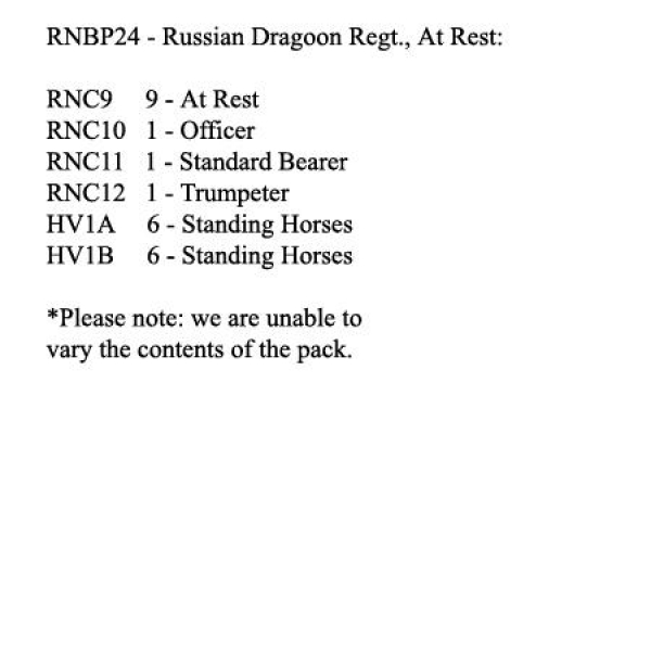 Front Rank Miniatures: RNBP24 Russian Dragoon Regiment, At Rest (12 Mounted Figures)