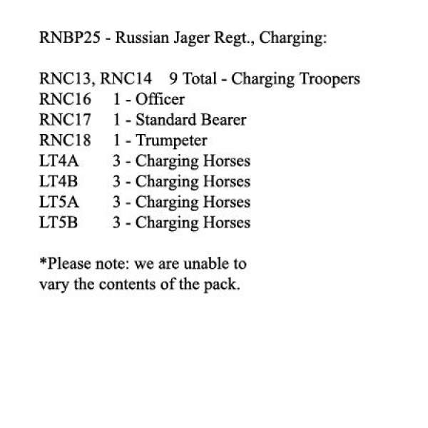 Front Rank Miniatures: RNBP25 Russian Jager Regiment, Charging (12 Mounted Figures)