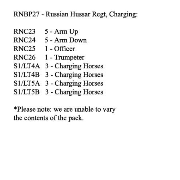 Front Rank Miniatures: RNBP27 Russian Hussar Regiment, Charging (12 Mounted Figures)