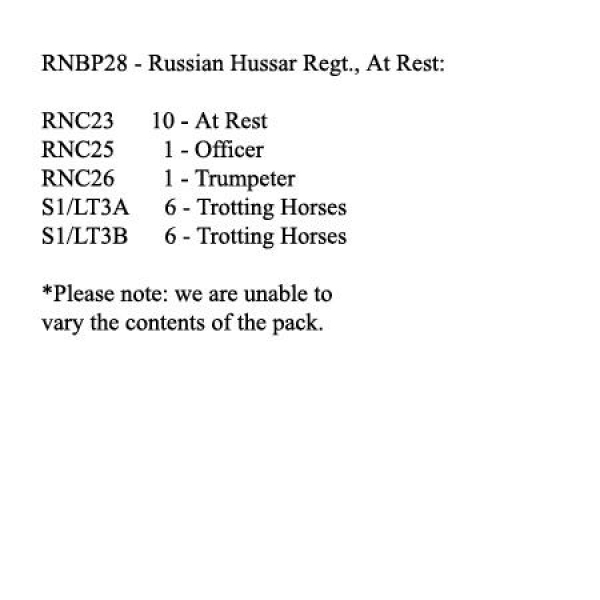 Front Rank Miniatures: RNBP28 Russian Hussar Regiment, Trotting (12 Mounted Figures)