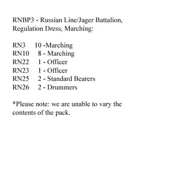 Front Rank Miniatures: RNBP3 Russian Line Musketeer / Jager Battalion, Regulation Dress, Marching (2