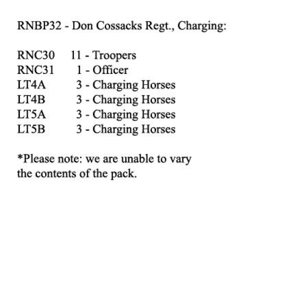 Front Rank Miniatures: RNBP32 Don Cossack Regiment Charging (12 Mounted Figures)