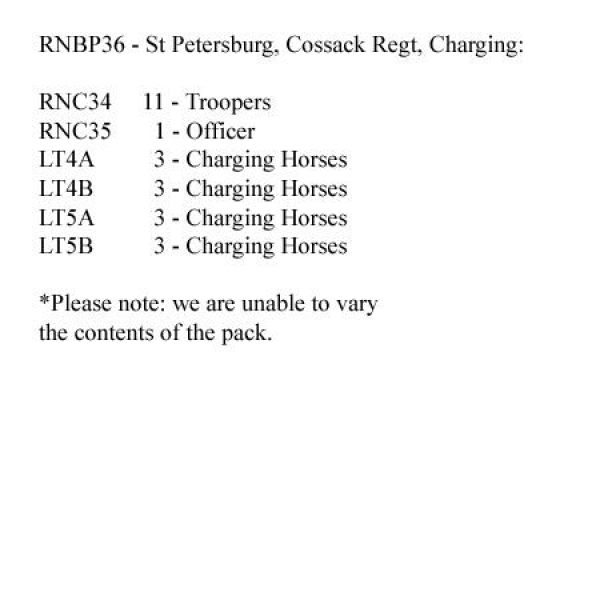 Front Rank Miniatures: RNBP36 St. Petersburg Cossack Regiment Charging (12 Mounted Figures)