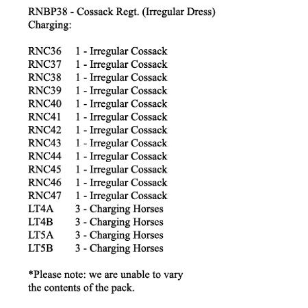 Front Rank Miniatures: RNBP38 Cossack Regiment (Irregular) Charging (12 Mounted Figures)