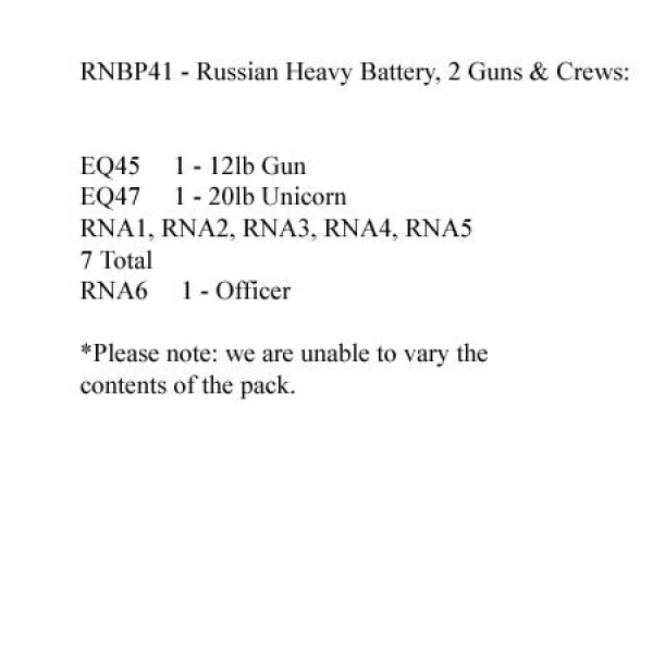 Front Rank Miniatures: RNBP41 Russian Heavy Battery Pack (2 Guns, 8 Figures)