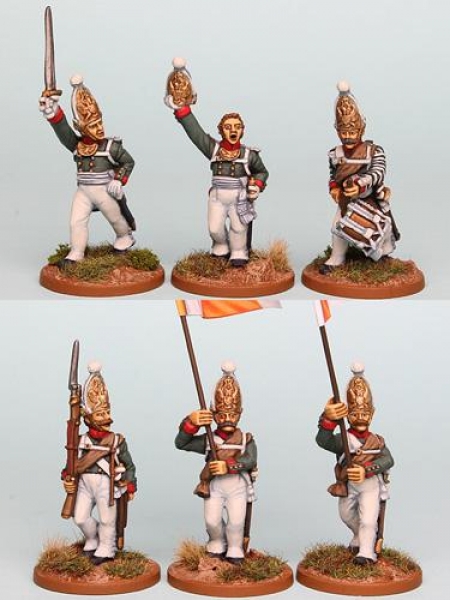 Front Rank Miniatures: RNRPK14 Mixed Russian Pavlov Grenadier Command In Mitre, Advancing (6 Figures