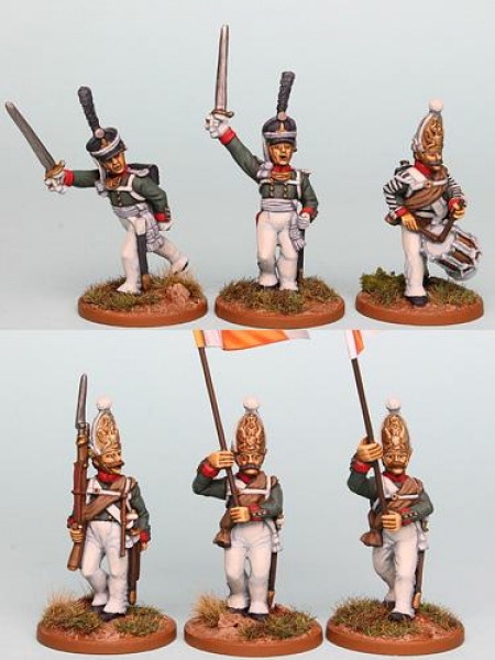 Front Rank Miniatures: RNRPK15 Mixed Russian Pavlov Grenadier Command In Mitre, Officers In Kiwer, M