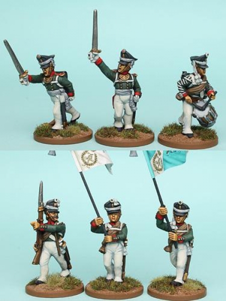 Front Rank Miniatures: RNRPK2 Mixed Russian Infantry Command In Kiwer, Advancing (6 Figures)