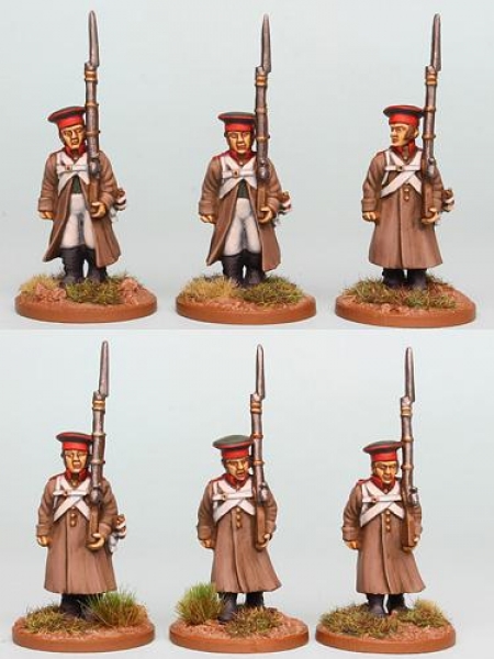 Front Rank Miniatures: RNRPK20 Mixed Russian Infantry In Greatcoat & Forage Cap, Marching (6 Figures