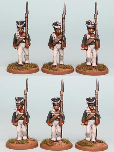 Front Rank Miniatures: RNRPK5 Mixed Russian Infantry In 1809 Shako, Marching (6 Figures)