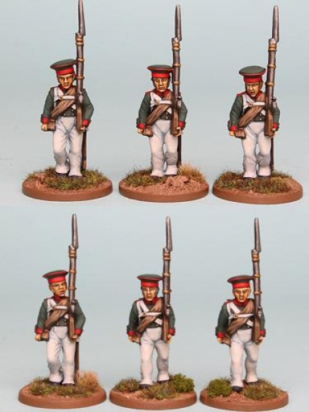 Front Rank Miniatures: RNRPK9 Mixed Russian Infantry In Forage Cap, Marching (6 Figures)