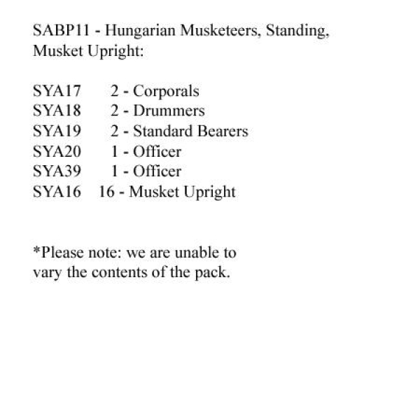 Front Rank Miniatures: SABP11 Hungarian Musketeers Standing Musket Upright (24 Figures)