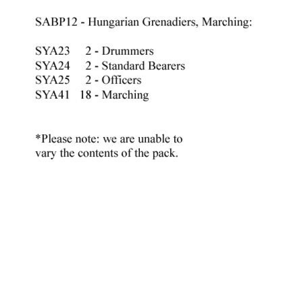 Front Rank Miniatures: SABP12 Hungarian Grenadiers Marching (24 Figures)