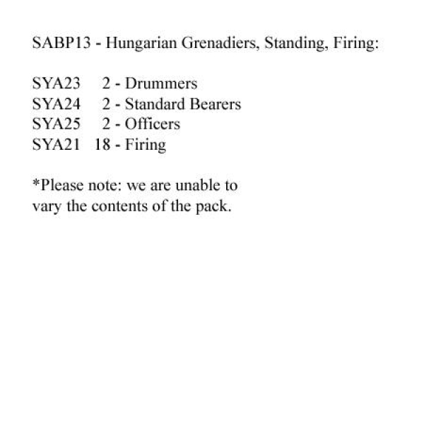 Front Rank Miniatures: SABP13 Hungarian Grenadiers Standing Firing (24 Figures)