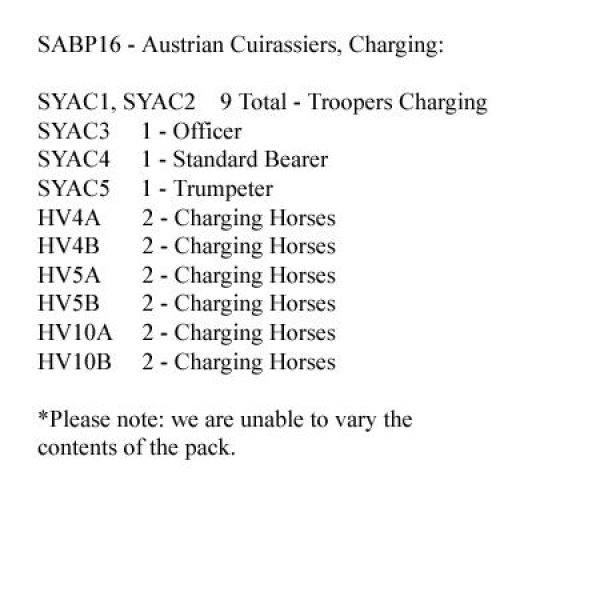 Front Rank Miniatures: SABP16 Cavalry - Austrian Cuirassiers Charging (12 Mounted Figures)