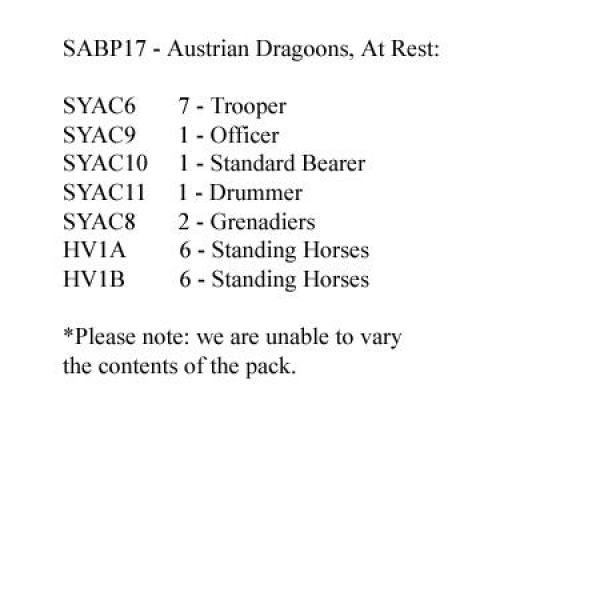 Front Rank Miniatures: SABP17 Cavalry - Austrian Dragoon, At Rest (12 Mounted Figures)