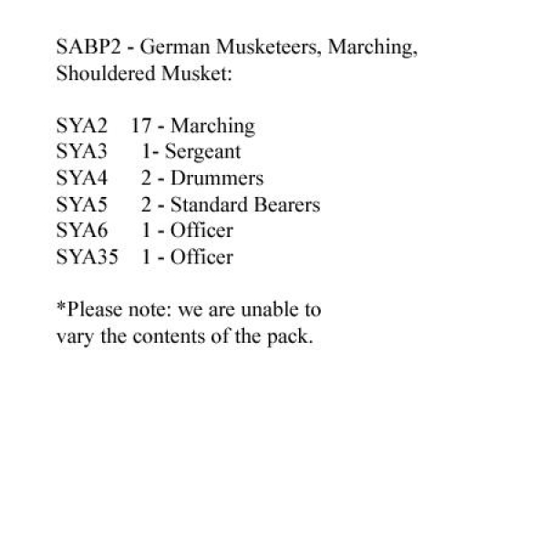 Front Rank Miniatures: SABP2 German Musketeers Marching Shouldered Musket (24 Figures)