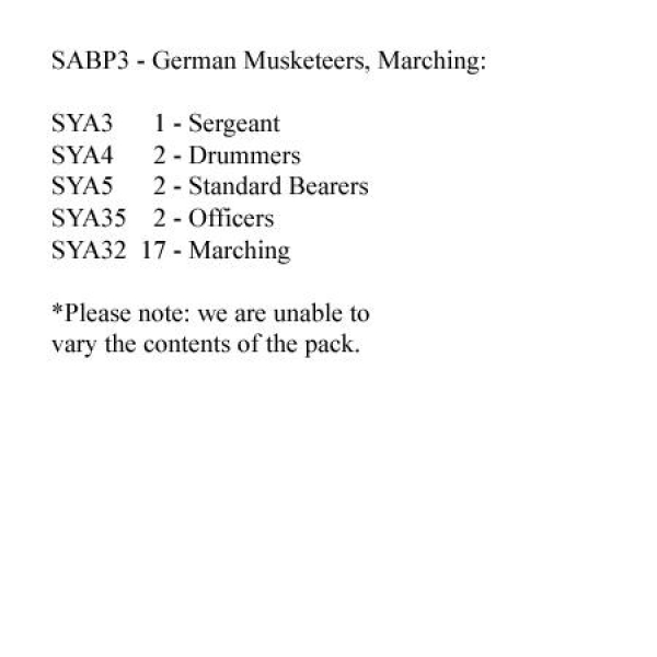 Front Rank Miniatures: SABP3 German Musketeers Marching (24 Figures)