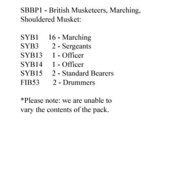 Front Rank Miniatures: SBBP1 British Musketeers Marching, Shouldered Muskets (24 Figures)