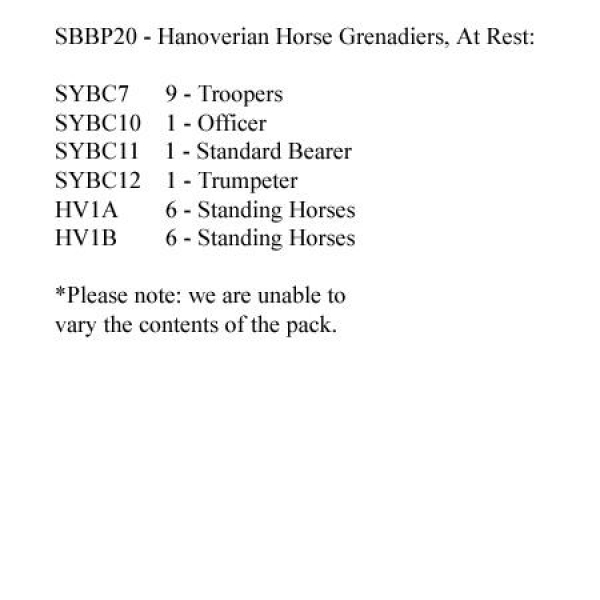 Front Rank Miniatures: SBBP20 Hanoverian Horse Grenadiers At Rest (12 Mounted Figures)