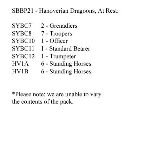Front Rank Miniatures: SBBP21 Hanoverian Dragoon At Rest (12 Mounted Figures)