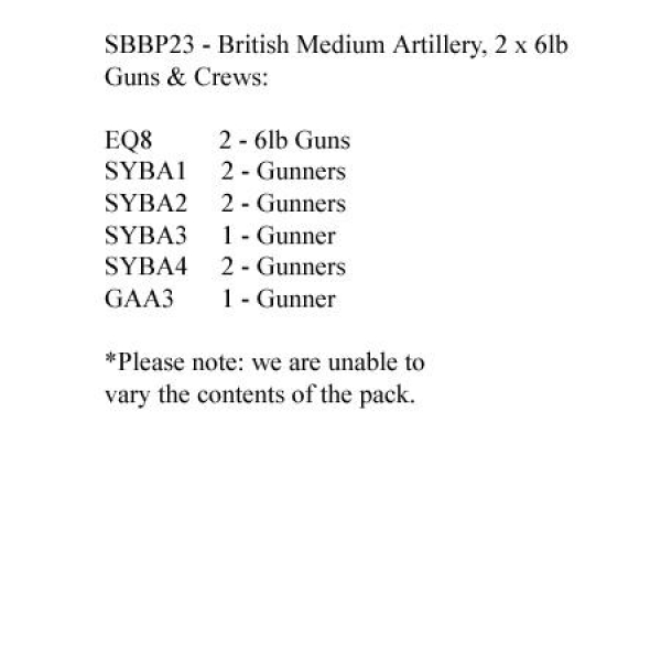 Front Rank Miniatures: SBBP23 British/Hanoverian Artillery (2 x 6lb Guns And 8 Crew)