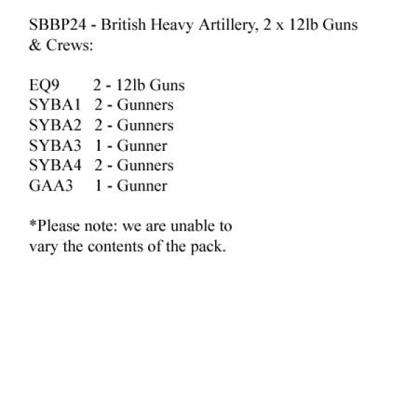 Front Rank Miniatures: SBBP24 British/Hanoverian Artillery (2 x 12lb Guns And 8 Crew)