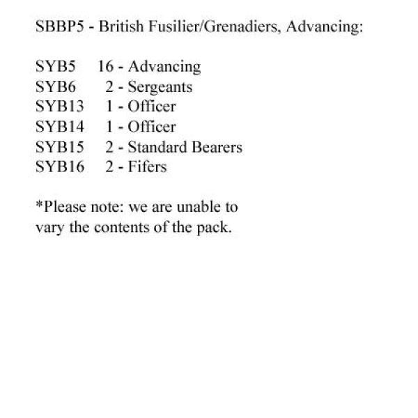 Front Rank Miniatures: SBBP5 British Fusiliers/Grenadiers Advancing (24 Figures)