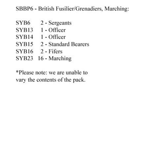 Front Rank Miniatures: SBBP6 British Fusiliers/Grenadiers Marching (24 Figures)