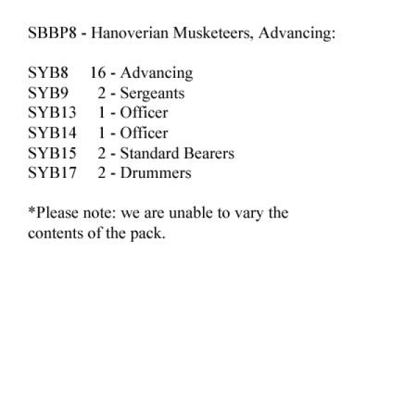 Front Rank Miniatures: SBBP8 Hanoverian Musketeers Advancing (24 Figures)