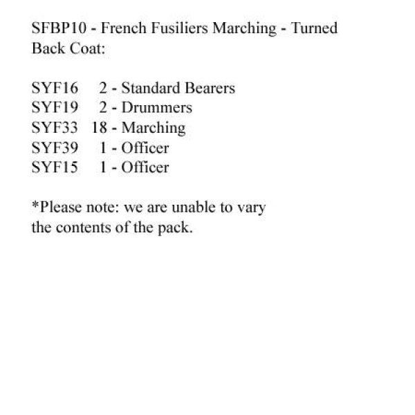 Front Rank Miniatures: SFBP10 French (Turned Back Coat) Fusilers Marching (24 Figures)