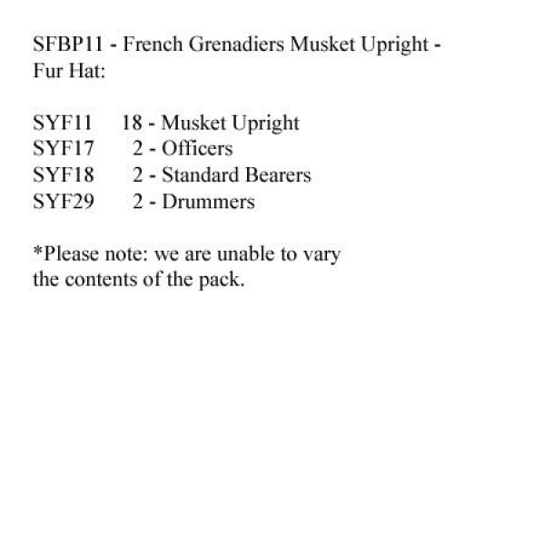 Front Rank Miniatures: SFBP11 French Grenadiers (Fur Hat) Musket Upright (24 Figures)