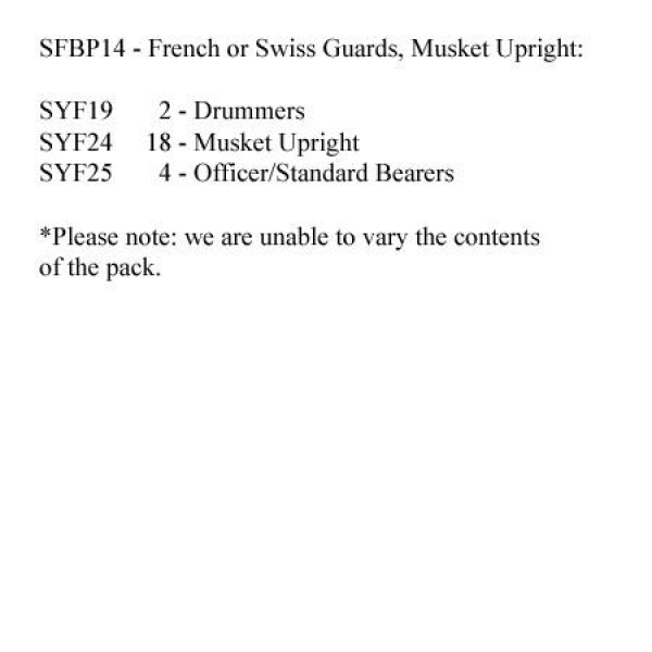 Front Rank Miniatures: SFBP14 French Or Swiss Guards Musket Upright (24 Figures)