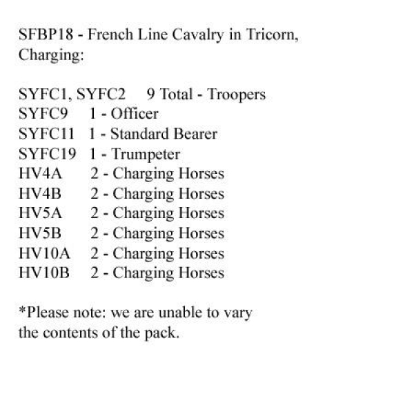 Front Rank Miniatures: SFBP18 Cavalry - French Line Cavalry In Tricorn, Charging (12 Mounted Figures