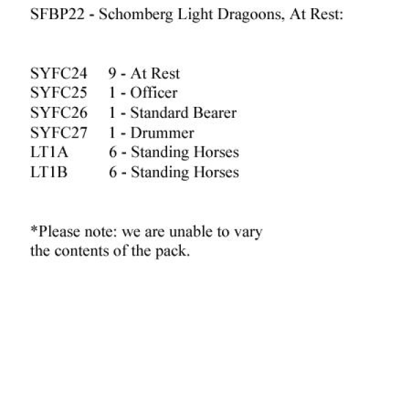 Front Rank Miniatures: SFBP22 Cavalry - Schomberg Light Dragoon, At Rest (12 Mounted Figures)