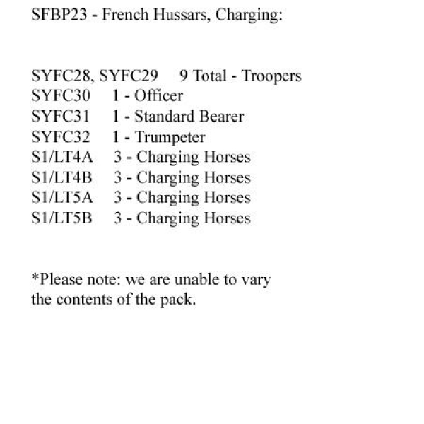 Front Rank Miniatures: SFBP23 Cavalry - French Hussars, Charging (12 Mounted Figures)