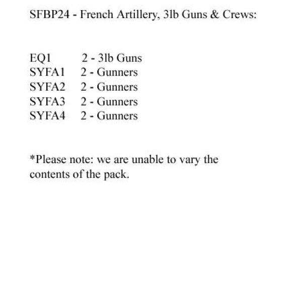 Front Rank Miniatures: SFBP24 Artillery - French (2 x 3lb Guns And 8 Crew)