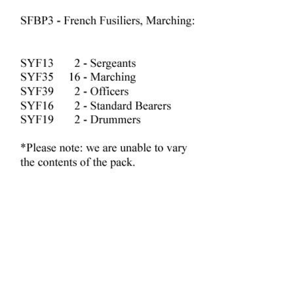 Front Rank Miniatures: SFBP3 French (Unfastened Coats) Fusilers Marching (24 Figures)