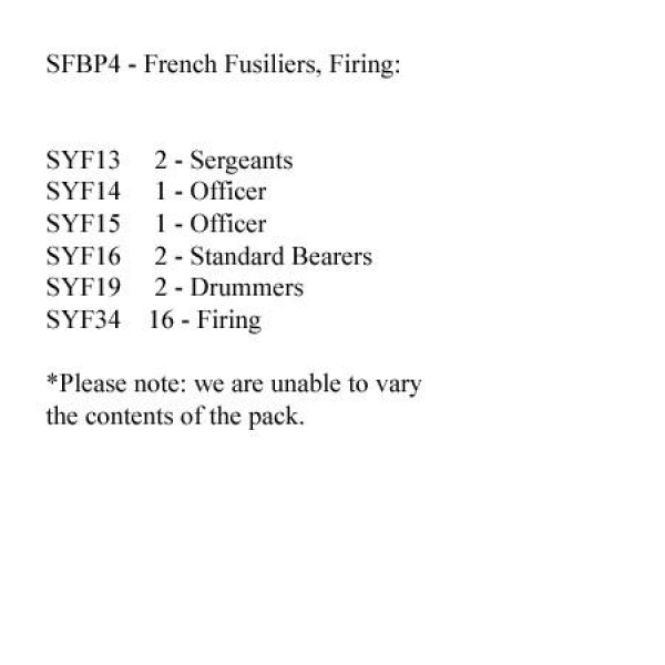 Front Rank Miniatures: SFBP4 French (Unfastened Coats) Fusilers Firing (24 Figures)