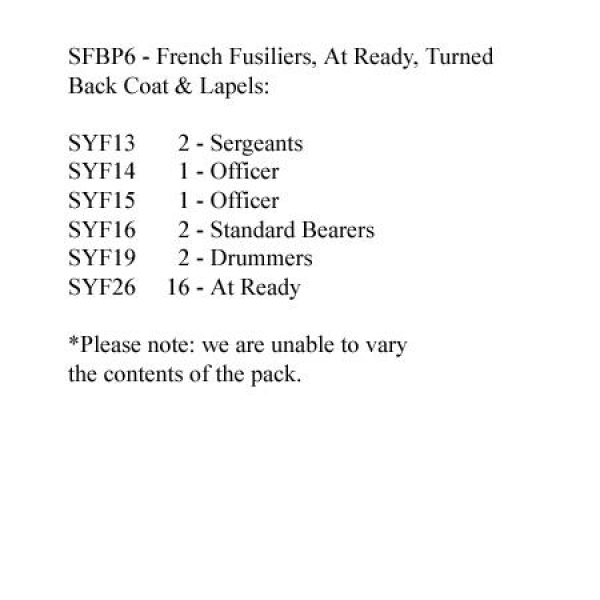 Front Rank Miniatures: SFBP6 French (Turned Back Coat & Lapels) Fusilers At Ready (24 Figures)