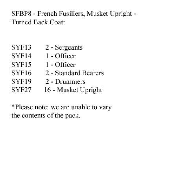 Front Rank Miniatures: SFBP8 French (Turned Back Coat) Fusilers Musket Upright (24 Figures)