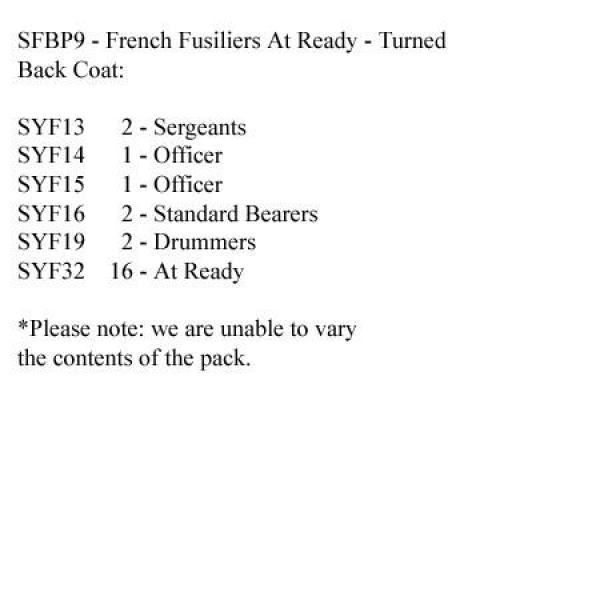 Front Rank Miniatures: SFBP9 French (Turned Back Coat) Fusilers At Ready (24 Figures)